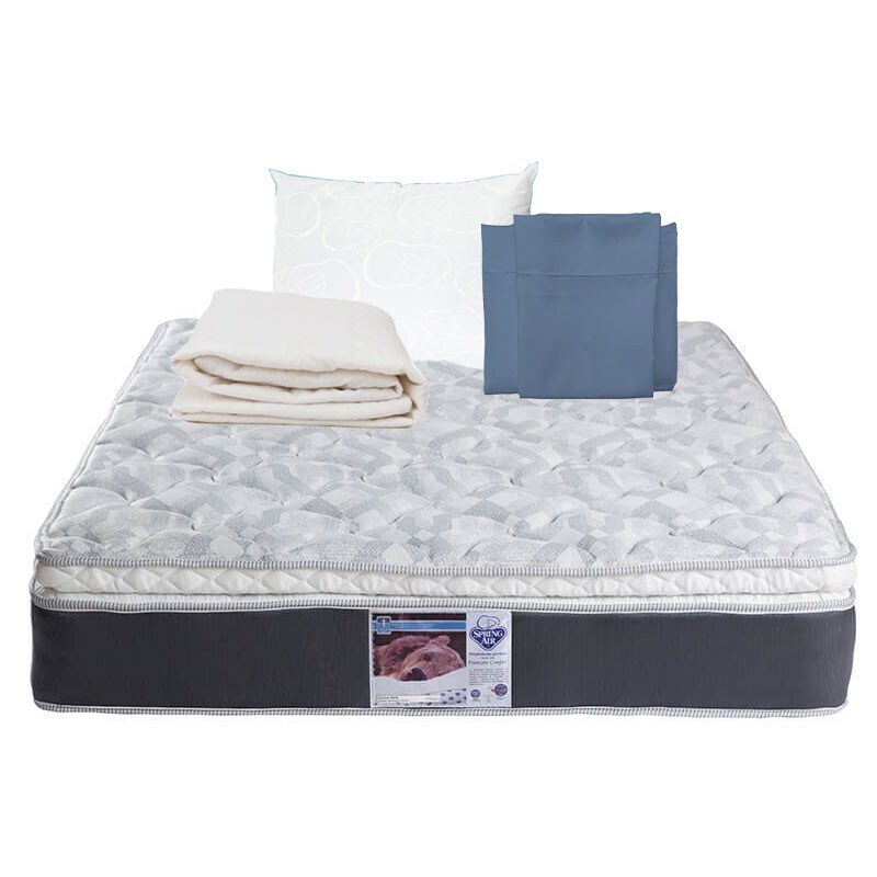 Colchón Spring Air Matrimonial + Almohada Oso + Protector + Sábanas $6,449