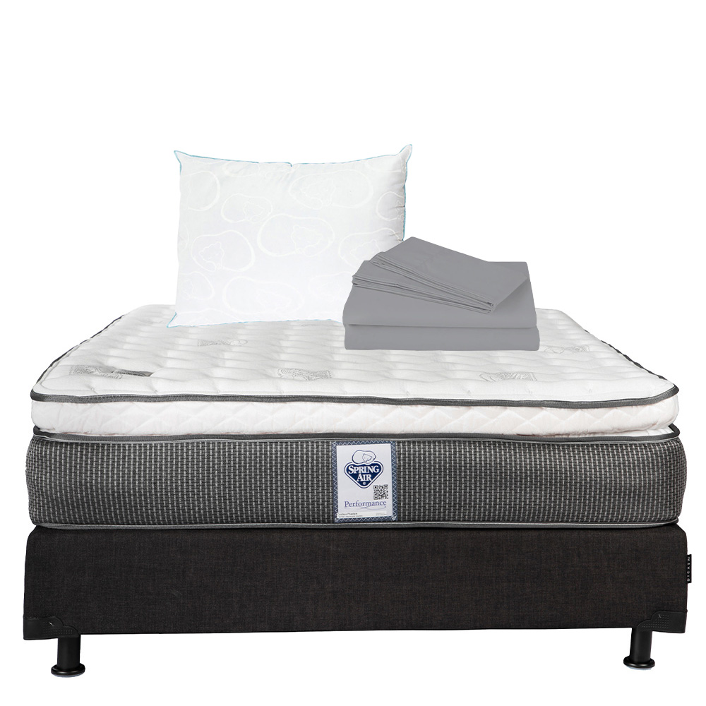 Foto 1 | Colchón Spring Air Phantom Queen Size + Box Dicasa Color Negro + 2 Almohadas Osos + Sábanas