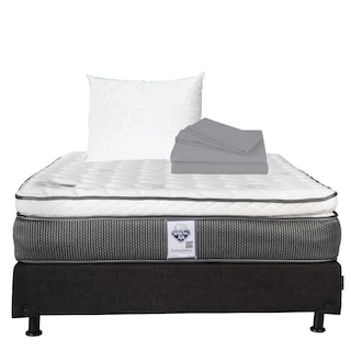 Foto 1 | Colchón Spring Air Phantom Queen Size + Box Dicasa Color Negro + 2 Almohadas Osos + Sábanas