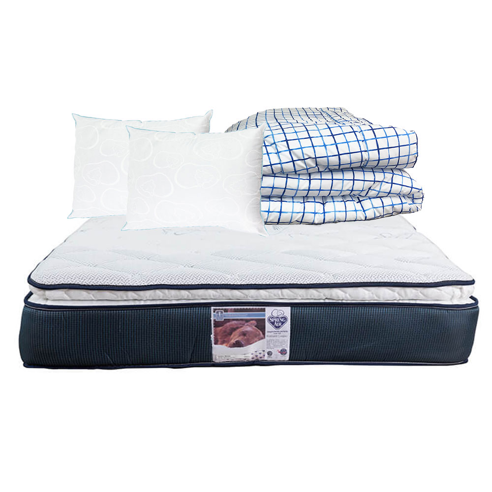Colchón Spring Air Mónaco Queen Size + 2 Almohadas Osos + Edredón