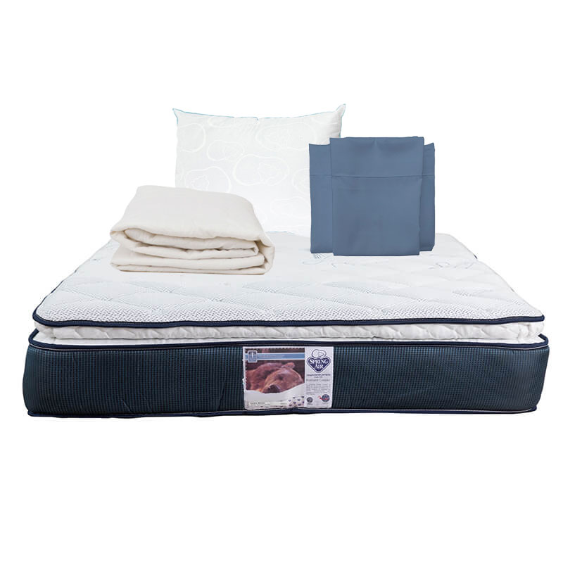 Foto 1 | Colchón Spring Air Mónaco Matrimonial + Almohada Osos + Protector + Sábanas