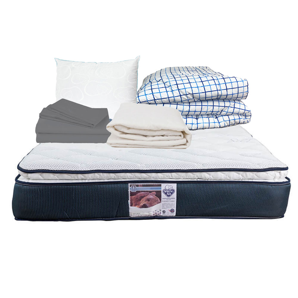 Foto 1 | Colchón Spring Air Mónaco Queen Size + Almohada Osos + Protector + Sábanas + Edredón