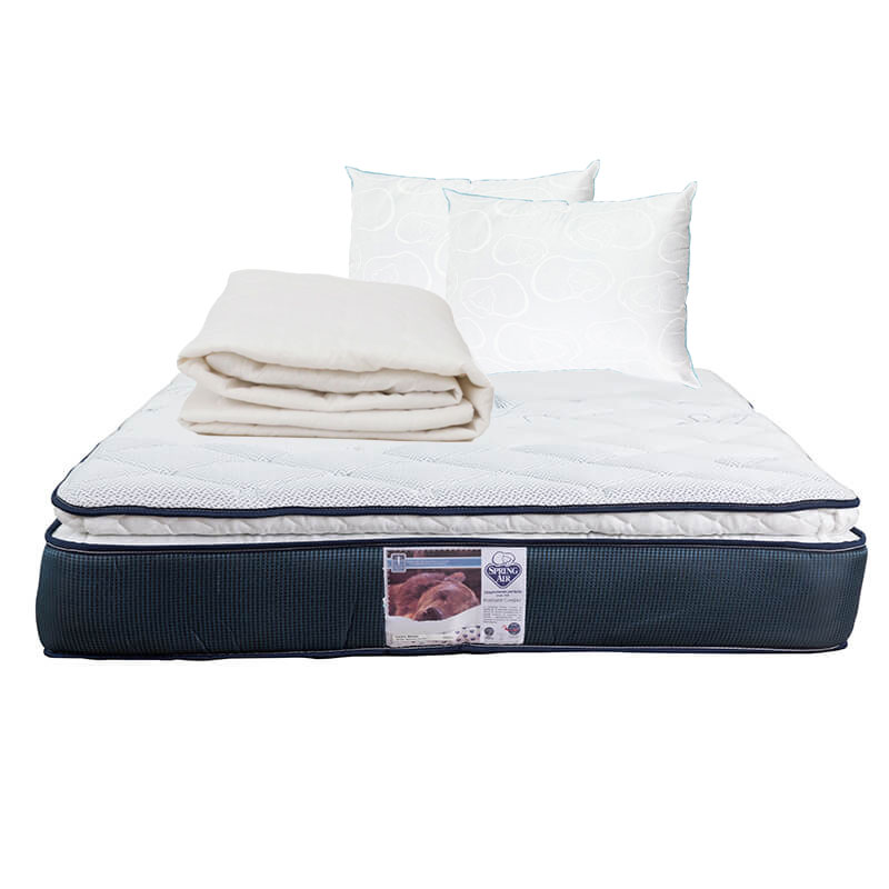 Colchón Spring Air Mónaco King Size + 2 Almohadas Osos + Protector