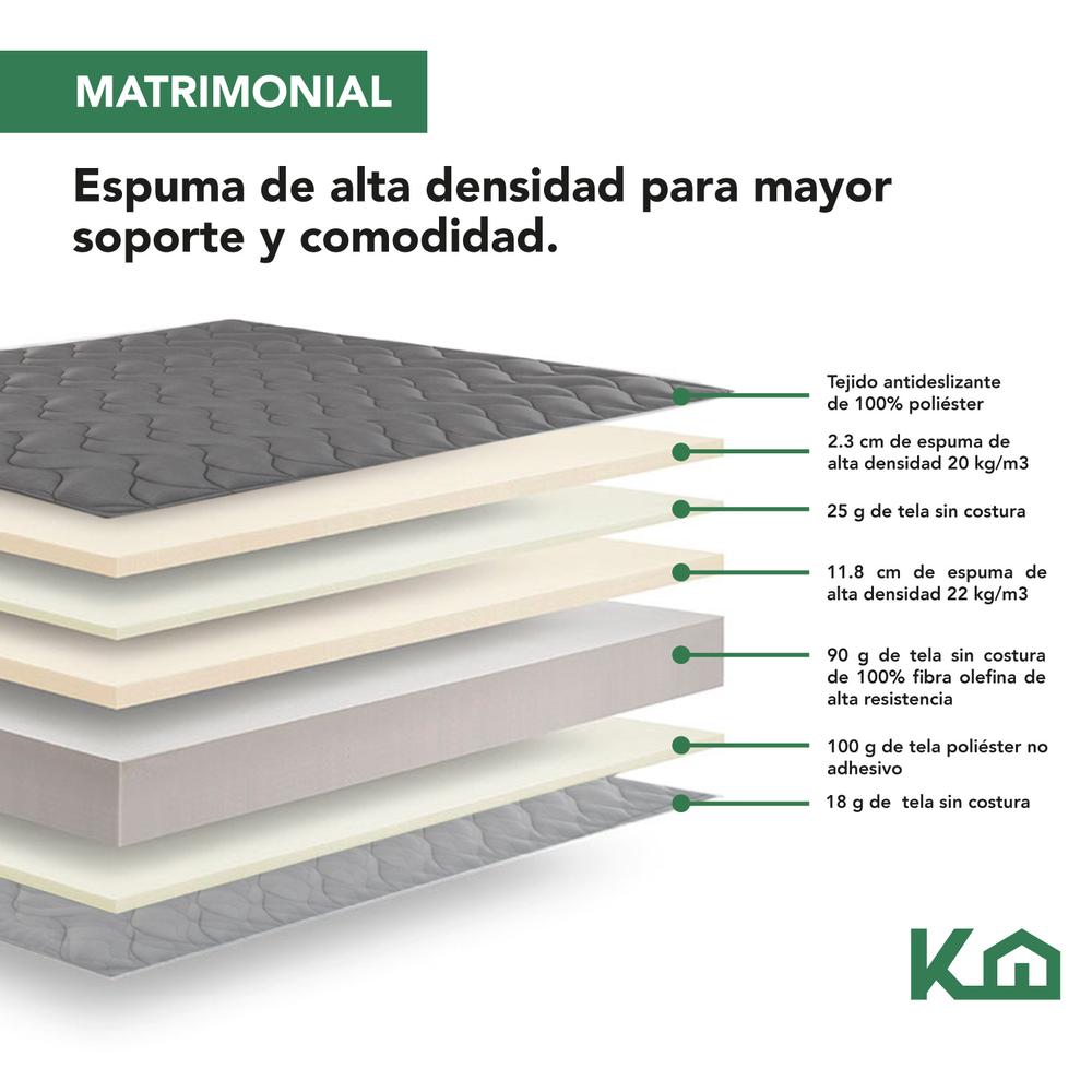 Foto 4 pulgar | Colchón KingsHouse Matrimonial en Caja 15 cm Alto Memory Foam