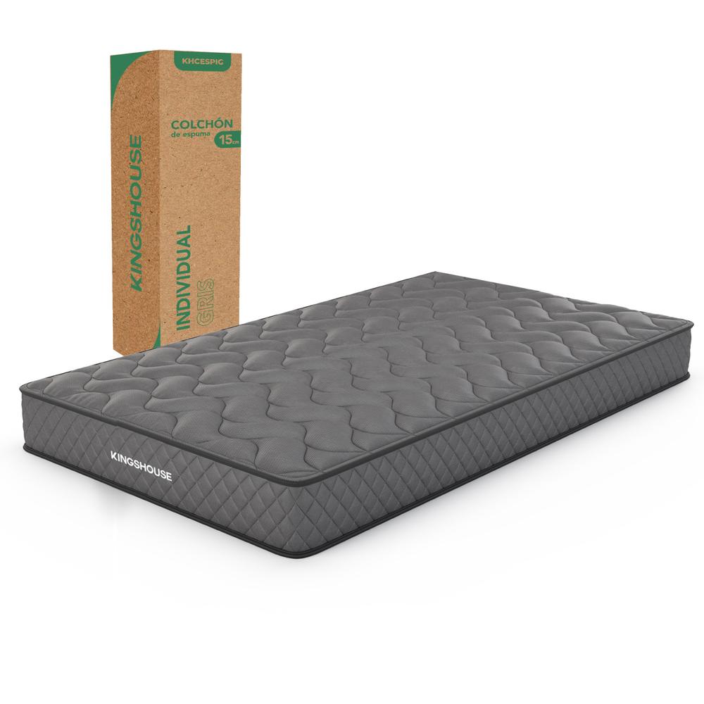 Colchón Individual en Caja Gris 15 cm Alto Memory Foam Kingshouse $1,699