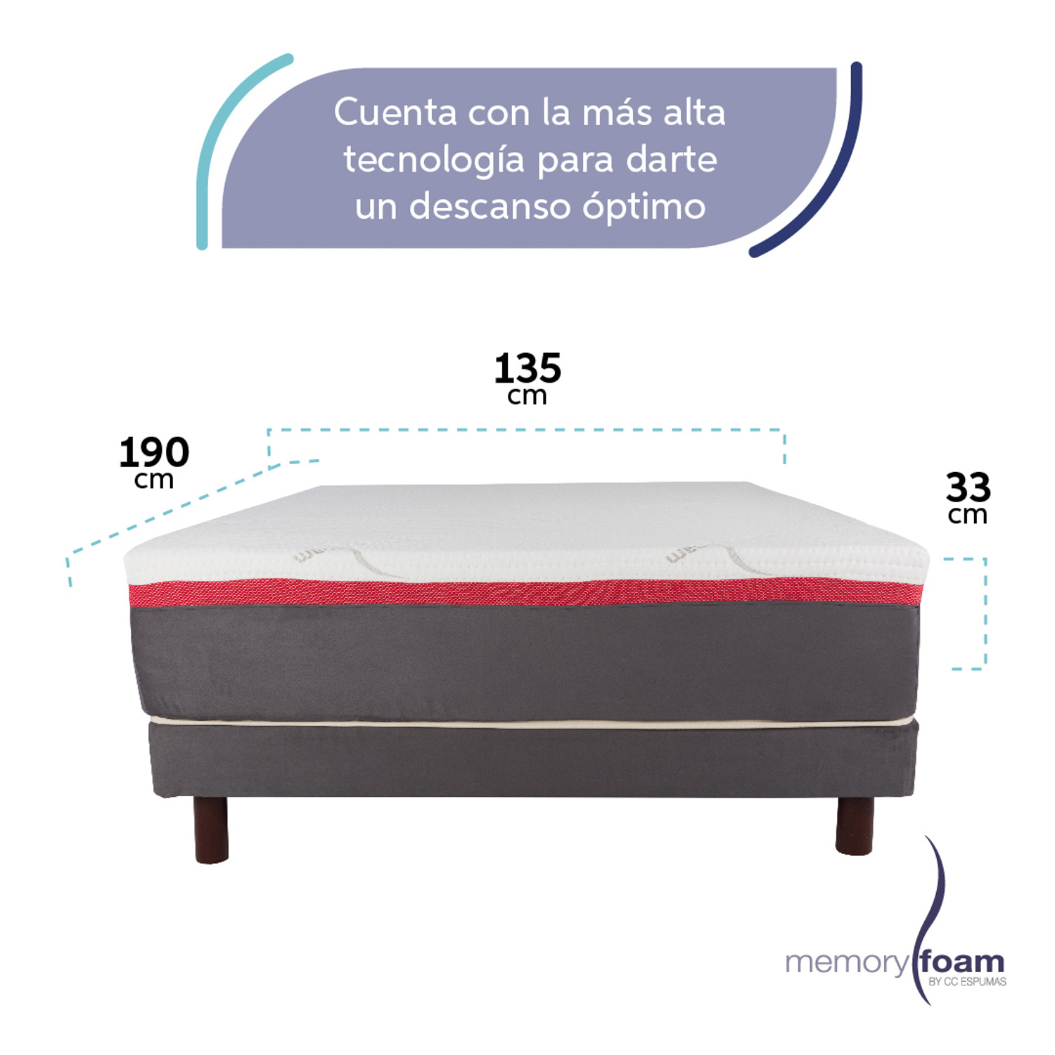 Foto 6 pulgar | Colchón Great Matrimonial De Memory Foam 7 Cm De Memory Foam Firmeza Media Firmeza Y Soporte Blanco Matrimonial