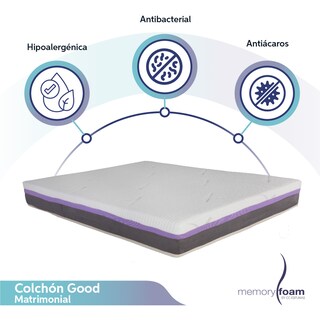 Foto 2 | Colchón Good Matrimonial De Memory Foam 6 Cm De Memory Foam Firmeza Media Confort Y Soporte Máximo Blanco Matrimonial