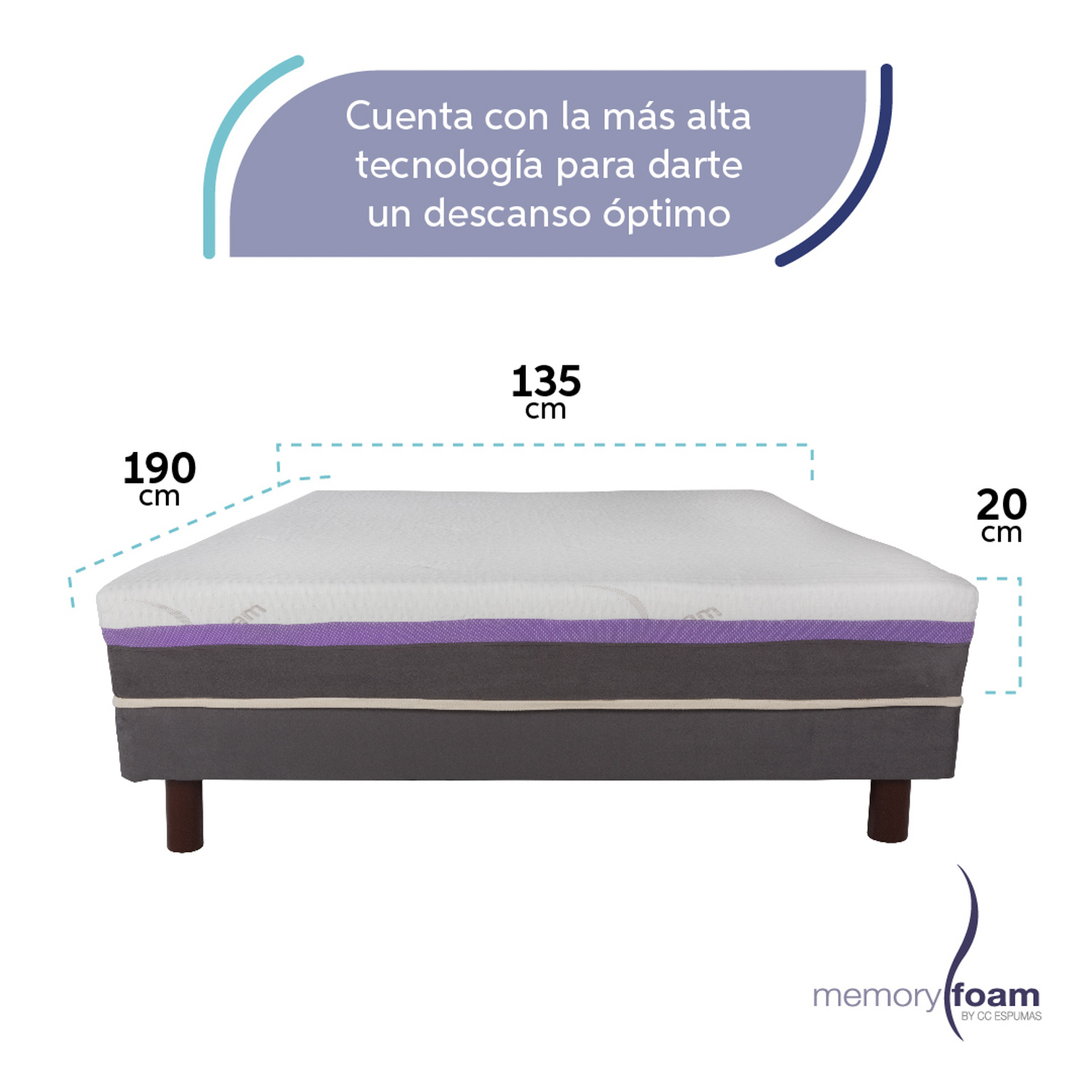 Foto 6 pulgar | Colchón Good Matrimonial De Memory Foam 6 Cm De Memory Foam Firmeza Media Confort  Y Soporte Máximo Blanco Matrimonial