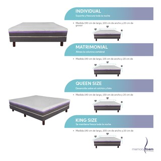 Foto 8 | Colchón Good King Size De Memory Foam 6 Cm De Memory Foam Firmeza Media Confort Y Soporte Máximo Blanco King Size