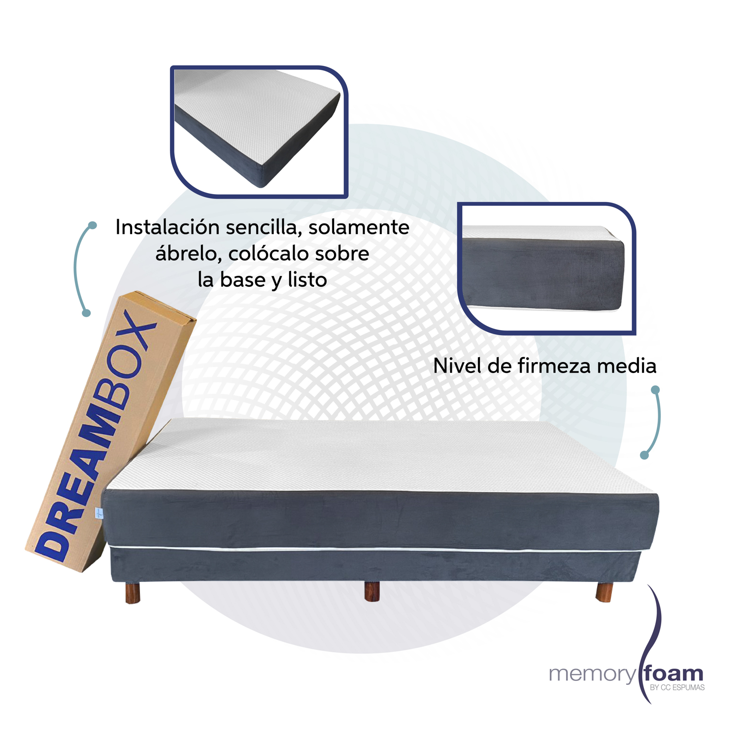 Foto 4 | Memory Foam Dreambox Colchón En Caja, Individual