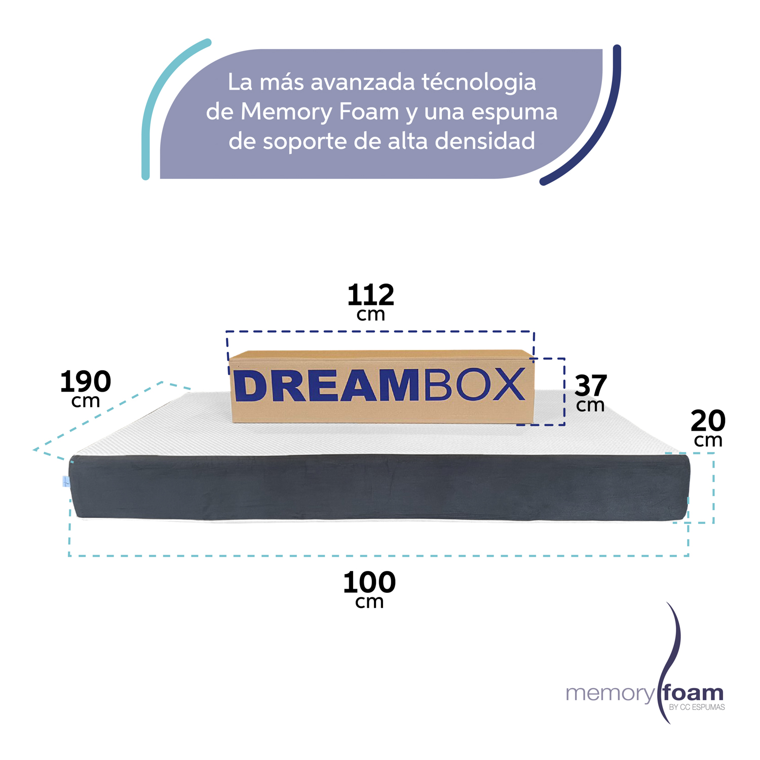 Foto 6 pulgar | Memory Foam Dreambox Colchón En Caja, Individual