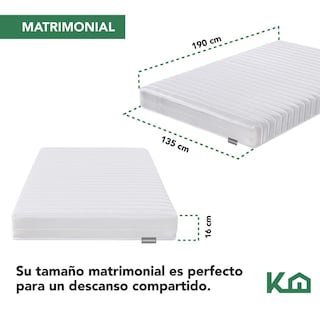 Foto 4 | Colchón Matrimonial 16 cm Resortes KingsHouse Blanco