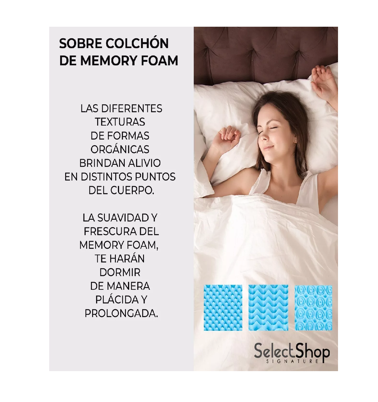 Foto 4 | Colchoneta Memory Foam Matrimonial Fresca 5 cm Azul