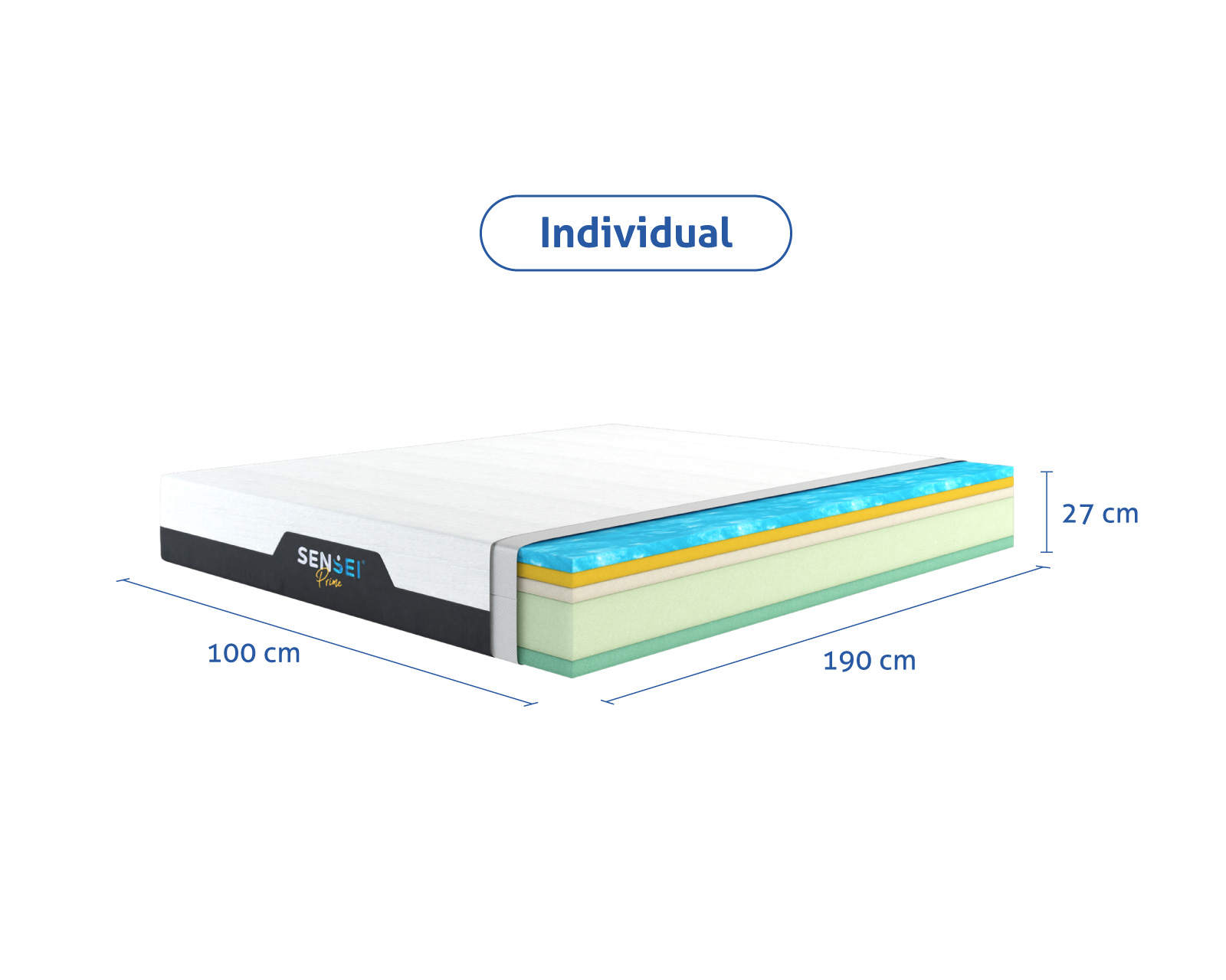 Foto 7 | Colchón en Caja Individual Sensei  Memory Foam Prime