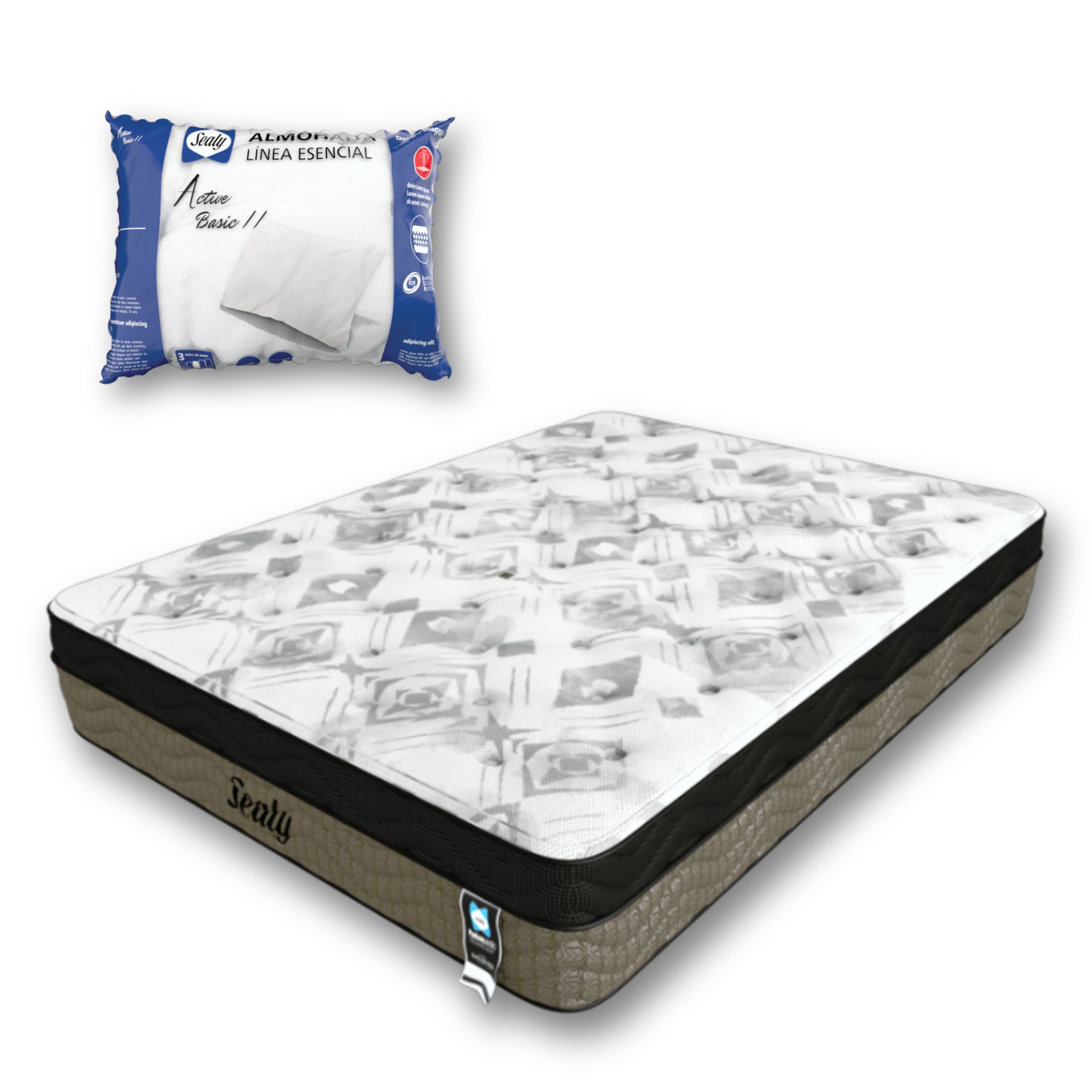 Colchón Sealy Queen Size High Level Comfort + Almohada Sealy