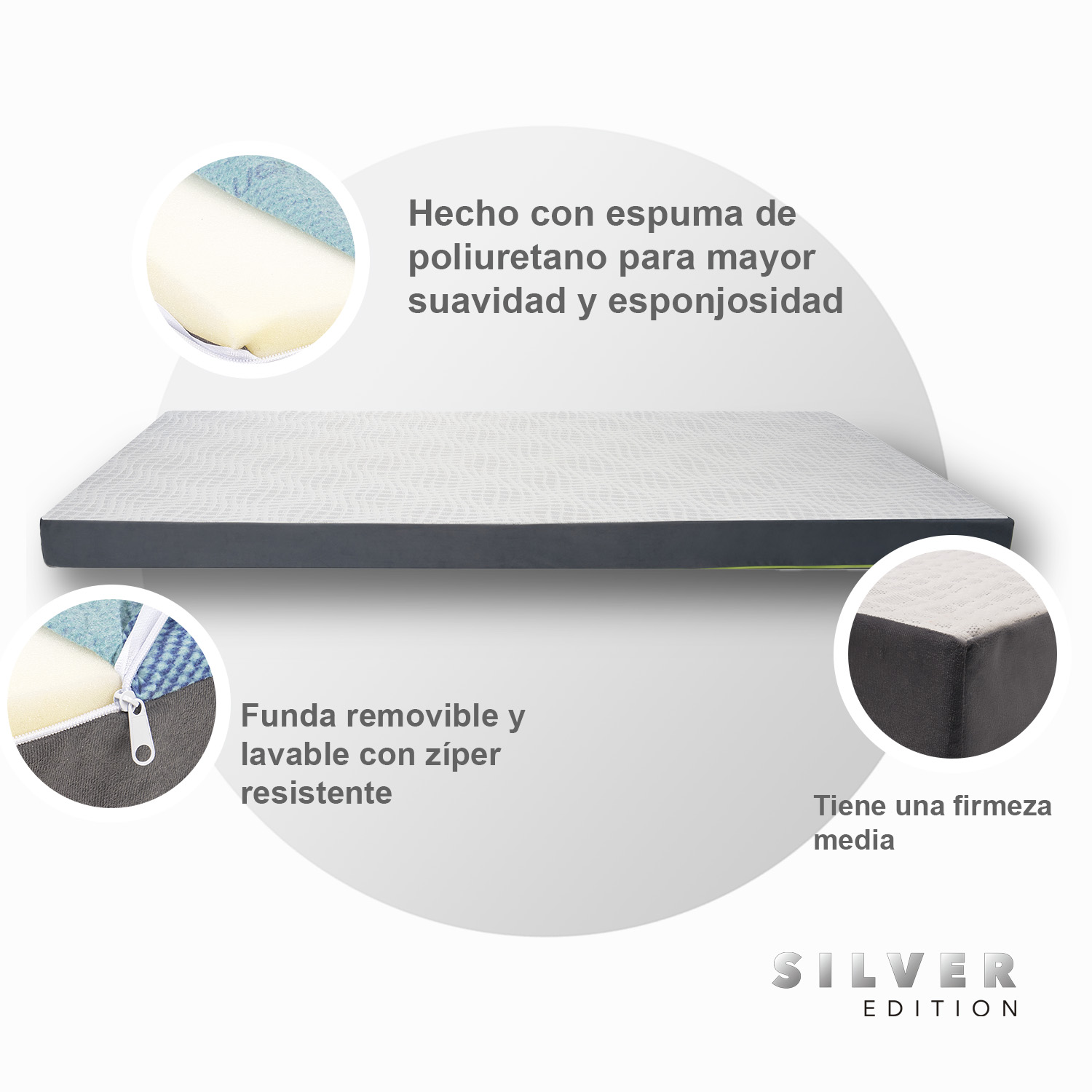 Foto 4 | Colchón Queen Size Memory Foam Silver Edition Espuma 10 cm