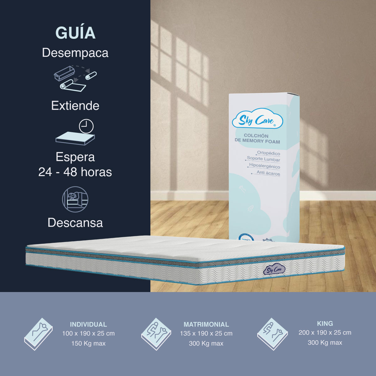Foto 5 | Colchón King Size Sky Care Hybrid Premium