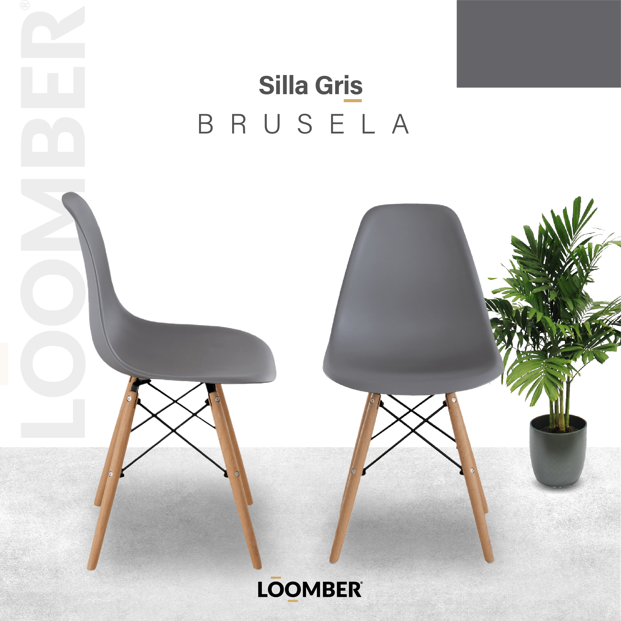 Foto 7 pulgar | Silla Bruselas Gris Set De 4