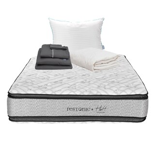 Foto 1 | Colchón Restonic Hoff Color Gris Queen Size + Almohada Royal + Protector Ultra + Sábanas Royal