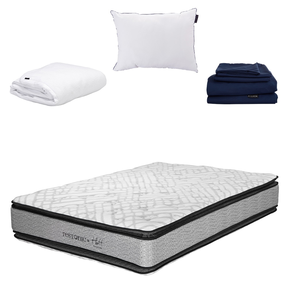 Colchón Restonic Hoff King Size + Almohada One + Protector Cloud + Sábanas Softy $8,499