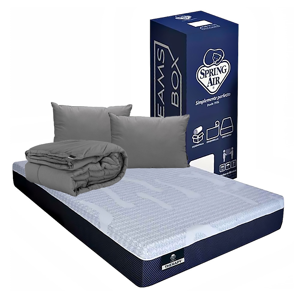 Colchón Spring Air Therapy King Size + Almohada 2pack + Edredón Homy $10,449