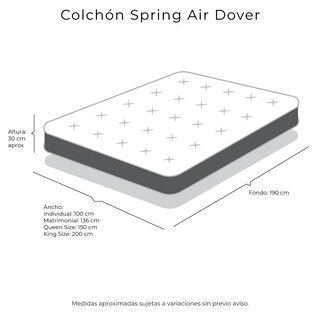 Foto 5 | Colchón Spring Air Dover Matrimonial + Almohada Royal + Protector Prime