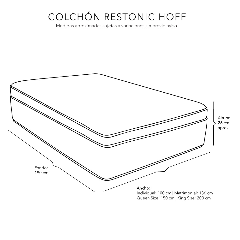 Foto 6 | Colchón Restonic Hoff Matrimonial más Almohada 2 pack más Sábanas Softy