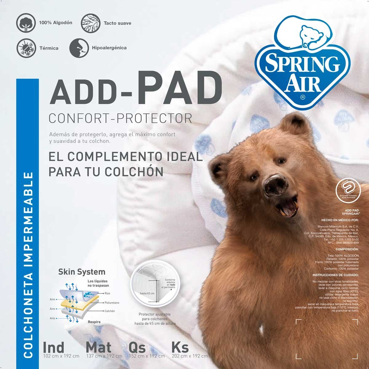 Foto 4 pulgar | Colchoneta Impermeable - Add - Pad Confort - Protector Matrimonial