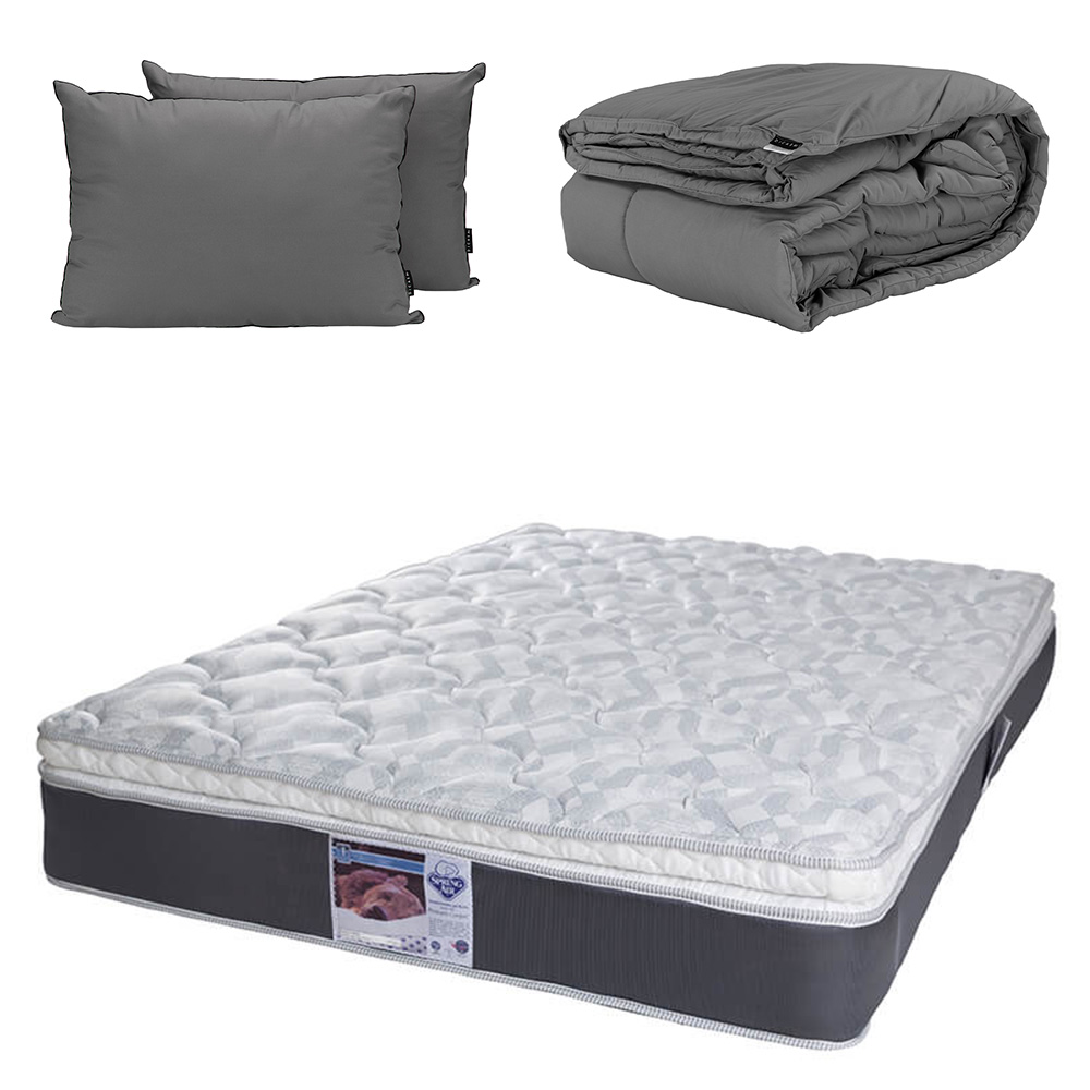 Colchón Dicasa Marte + Almohada 2pack + Edredon Homy Queen Size