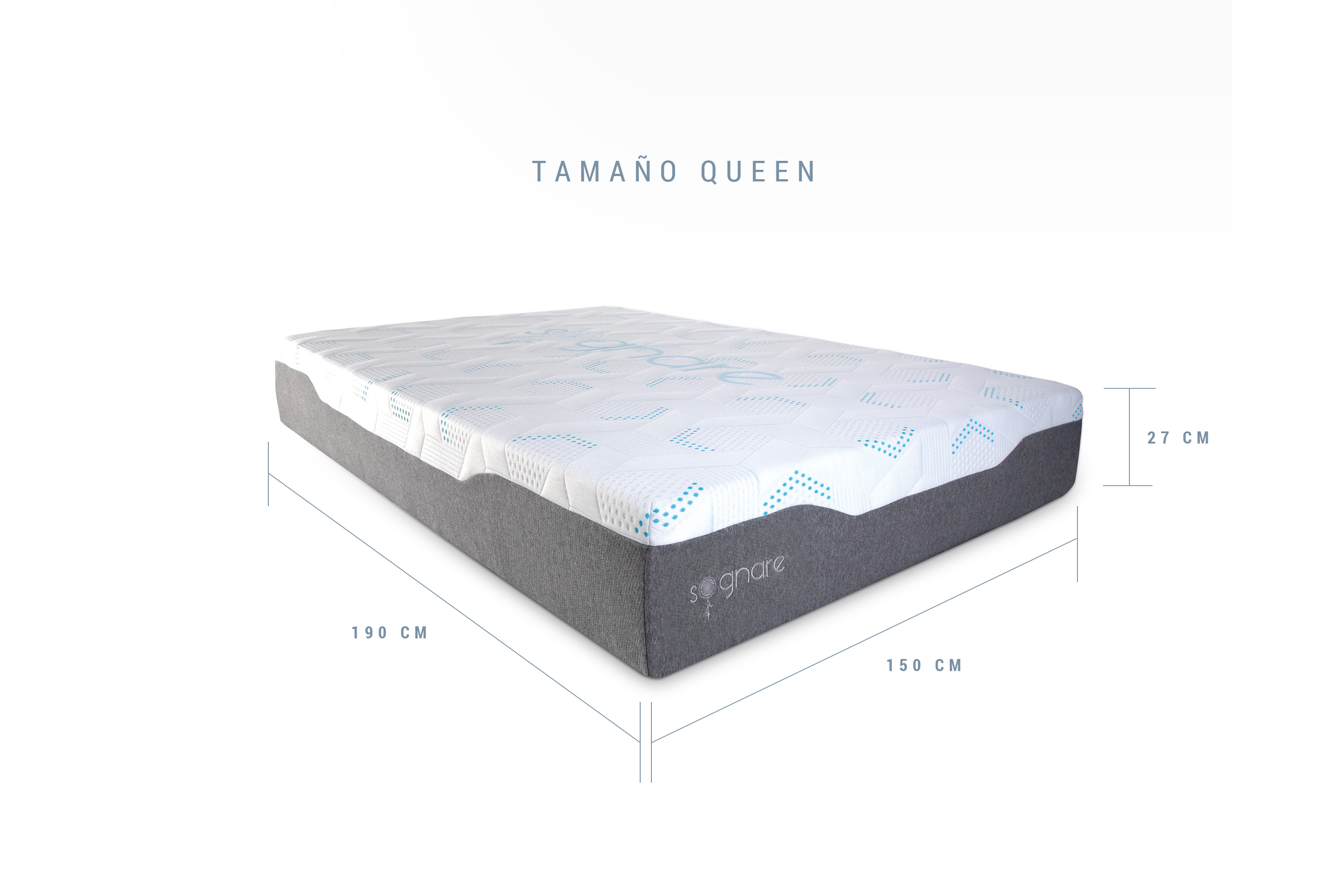 Foto 8 | Sognare Sense Colchón Queen Size Híbrido de Memory Foam y Gel Densidad Semi Firme Fresco con Funda Removible Lavable.