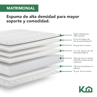 Foto 3 | Colchón Matrimonial en Caja KingsHouse Memory Foam