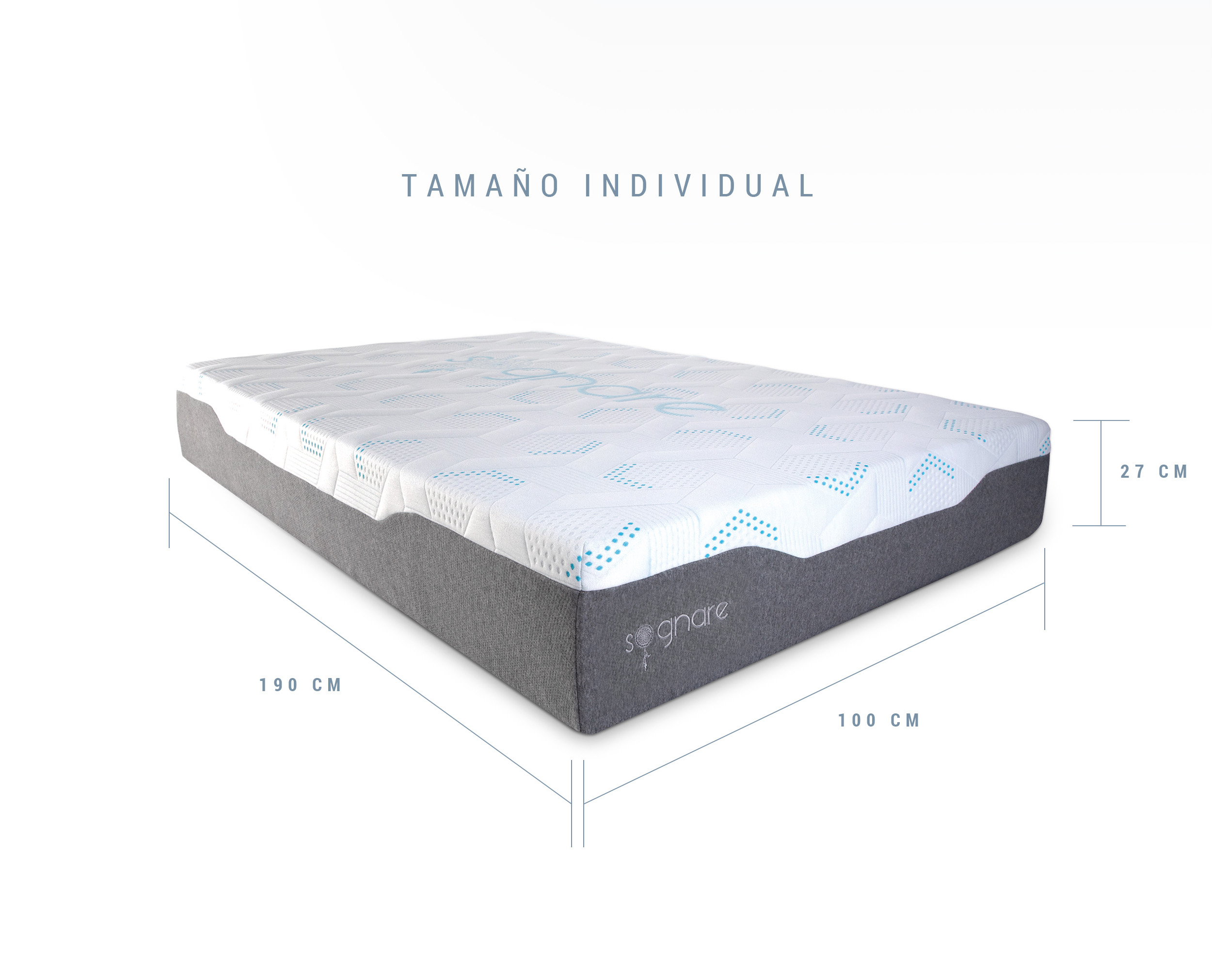 Foto 8 | Sognare Sense Colchón Individual Híbrido de Memory Foam y Gel Densidad Semi Firme Fresco con Funda Removible Lavable.