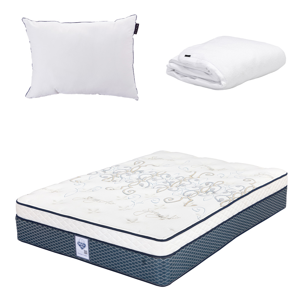 Colchón Spring Air Cantabria Queen Size + Almohada One + Protector Cloud