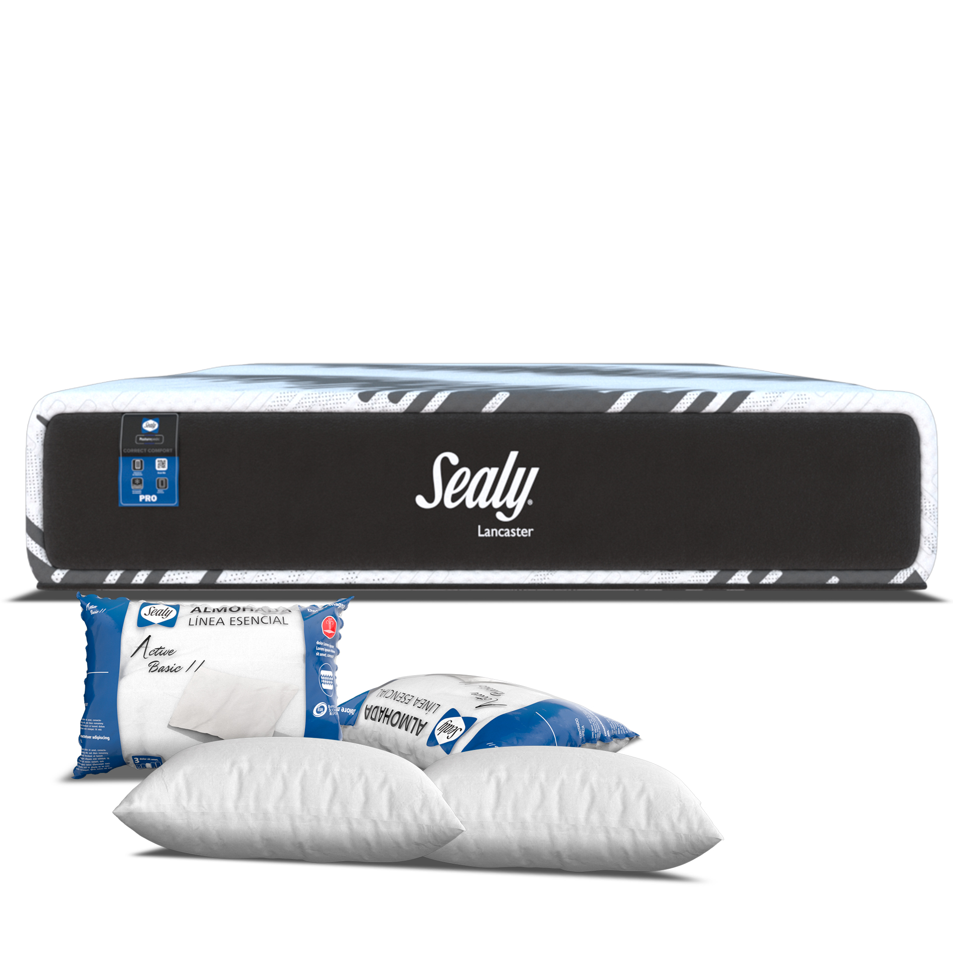 Colchón Sealy Queen Size Lancas + 2 Almohadas Sealy Active