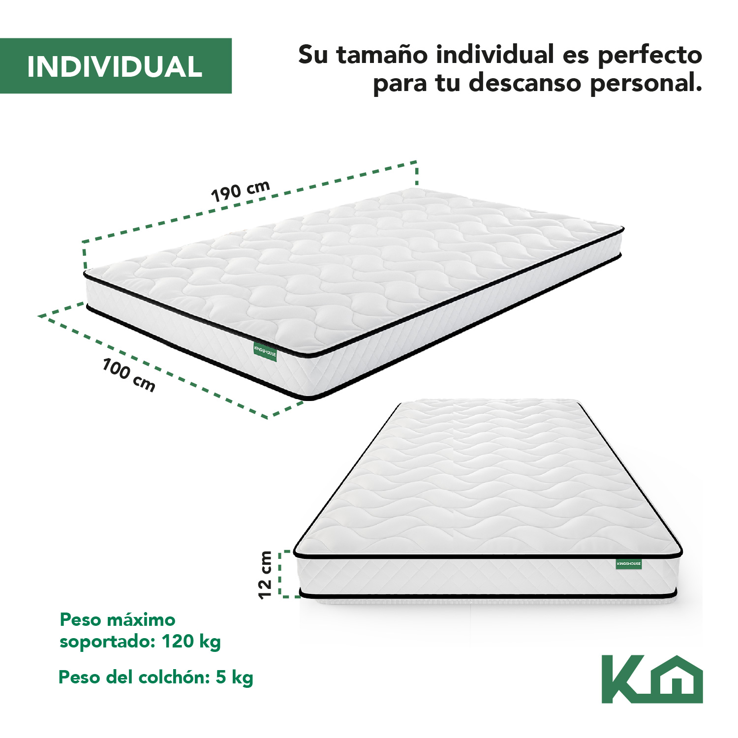 Foto 5 | Colchón Individual en Caja KingsHouse Memory Foam