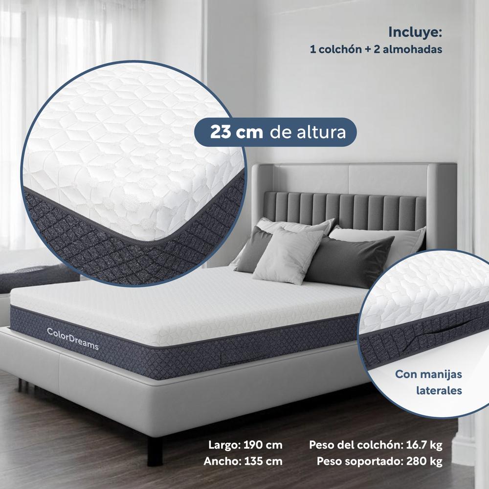 Foto 3 | Colchón Matrimonial Memory Foam + Almohadas Espuma Set 3pzas