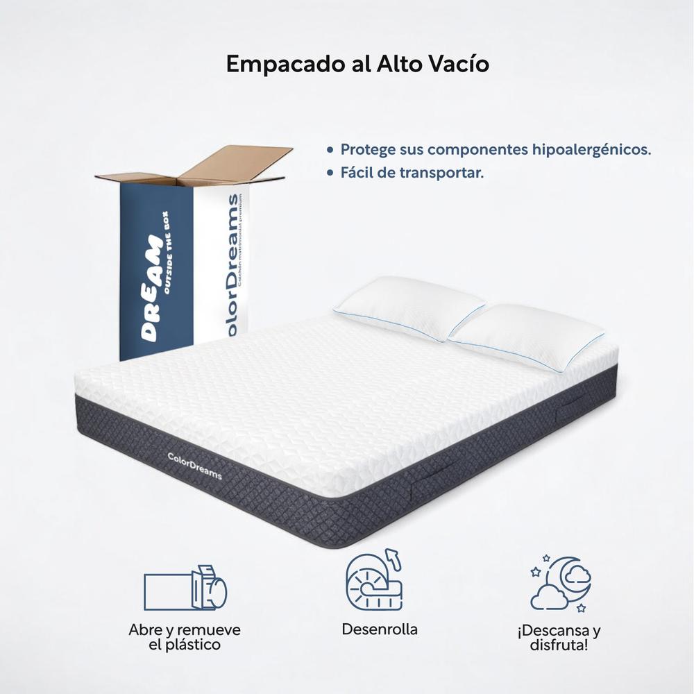 Foto 7 | Colchón Matrimonial Memory Foam + Almohadas Espuma Set 3pzas