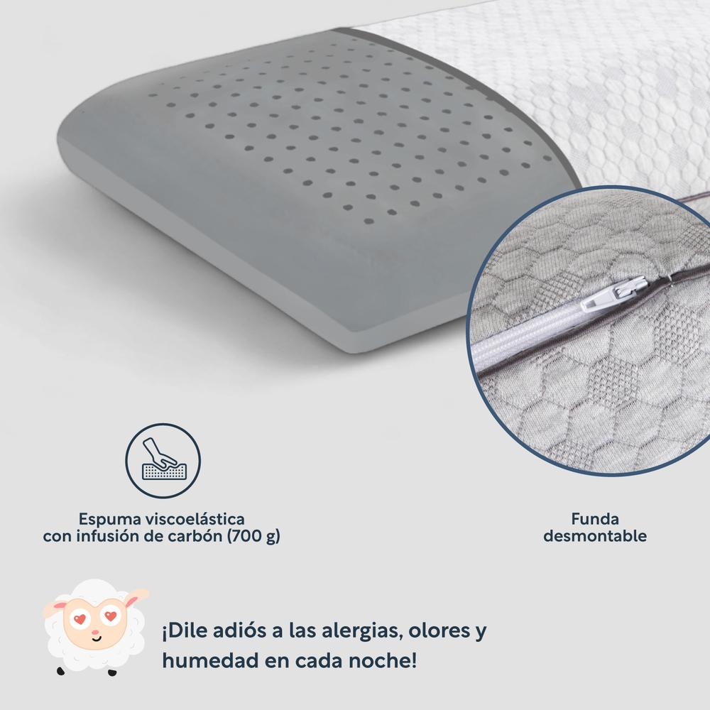 Foto 4 | Set 3pzas Colchón Individual Memory Foam + Almohadas Carbón