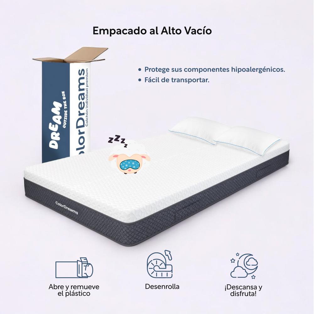 Foto 7 | Colchón Individual Memory Foam + Almohadas Espuma Set 3pzas