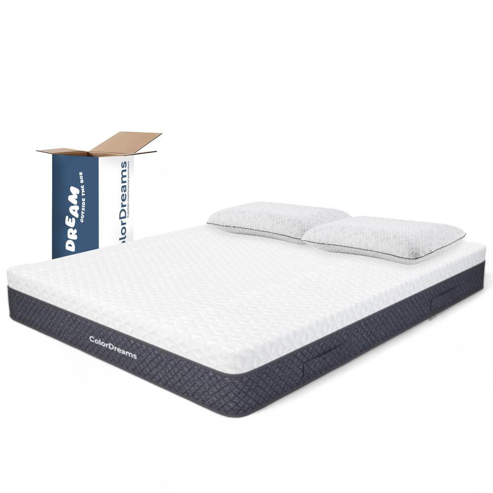 Set 3pzas Colchón King Size Memory Foam + Almohadas Carbón