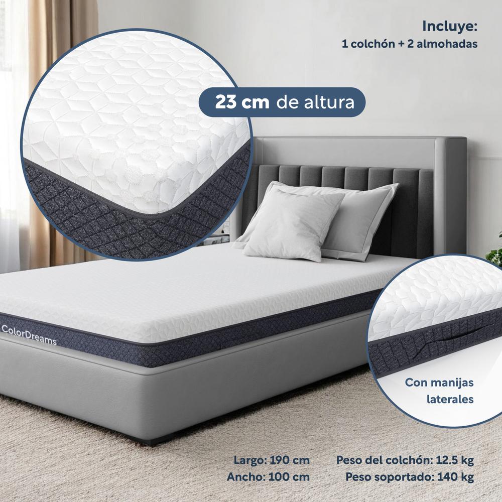 Foto 4 pulgar | Colchón Individual Memory Foam + Almohadas Poliéster Set 3pz