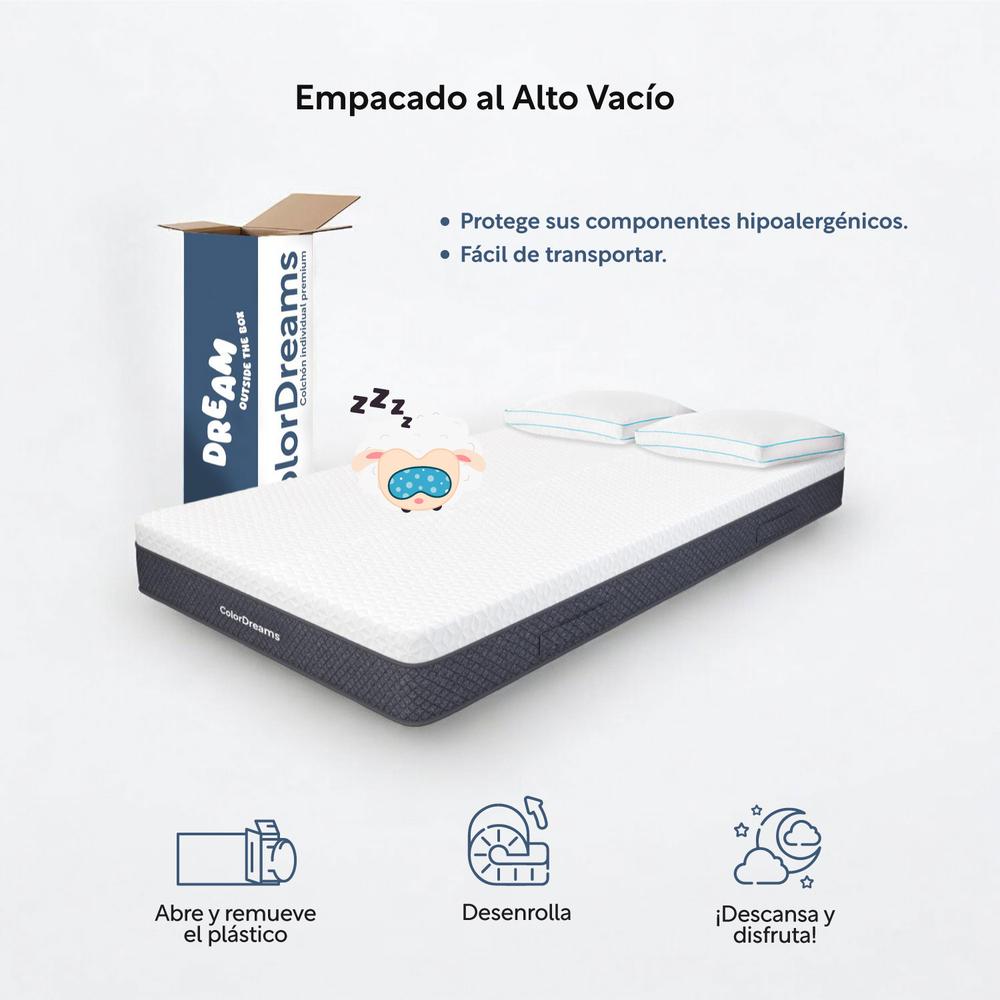 Foto 7 | Colchón Individual Memory Foam + Almohadas Poliéster Set 3pz