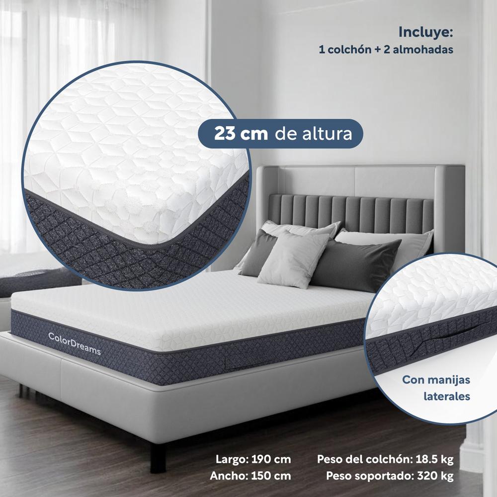 Foto 4 pulgar | Colchón Queen Size Memory Foam + Almohadas Poliéster Set 3pz