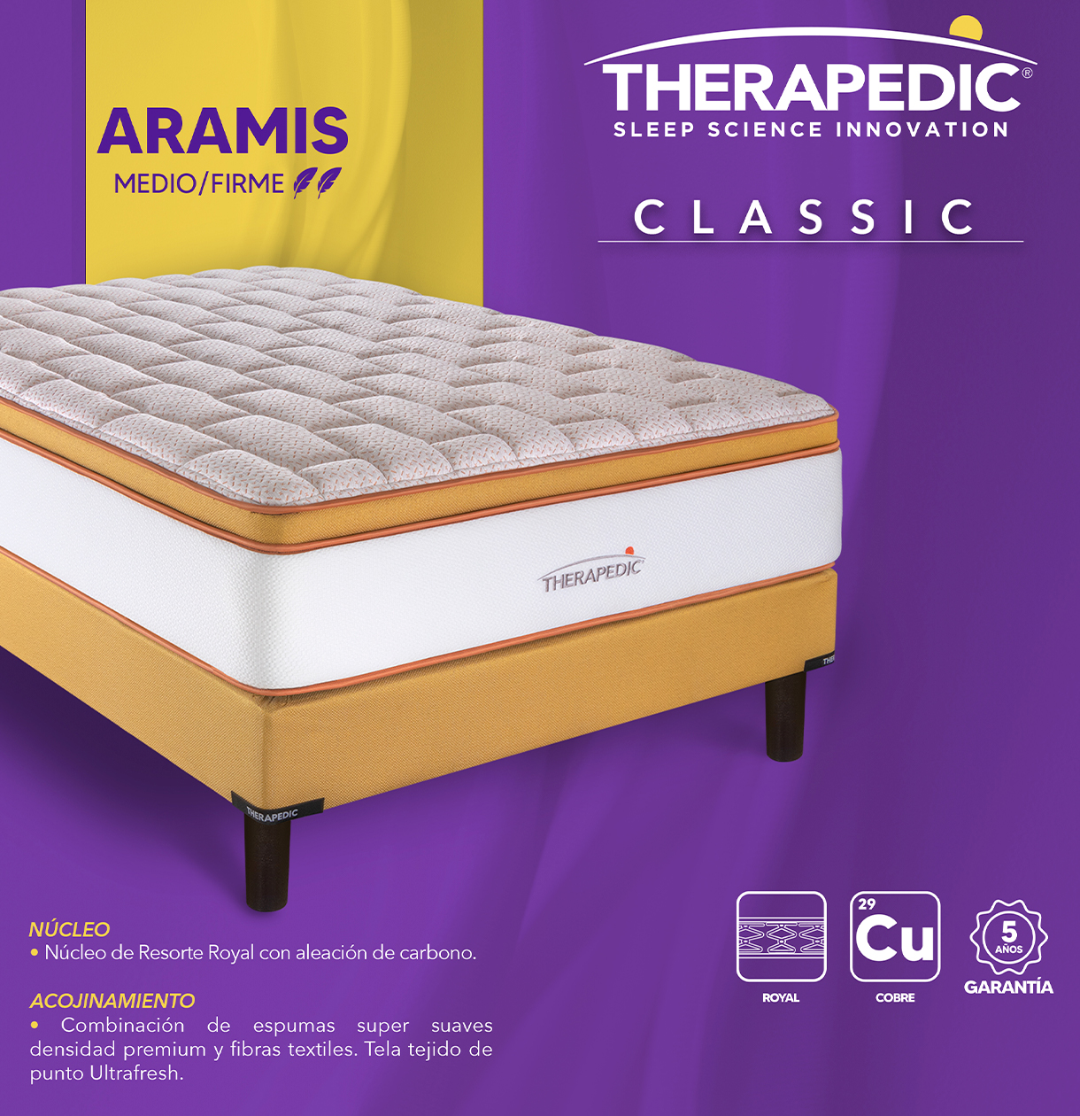 Foto 6 pulgar | Colchon Queen Size Therapedic Classic Aram