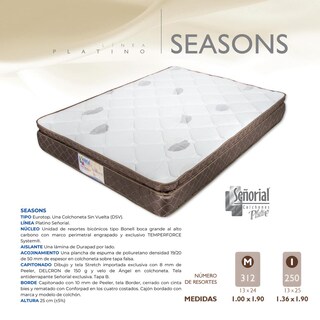 Foto 2 | Colchón Seasons Blanco Platino Señorial