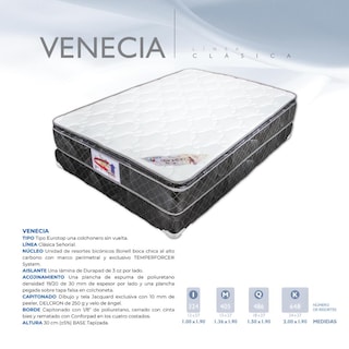 Foto 3 | Colchón Venecia Blanco Clásica Señorial
