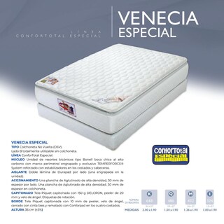 Foto 2 | Colchón Venecia Especial Blanco Confortotal Especial