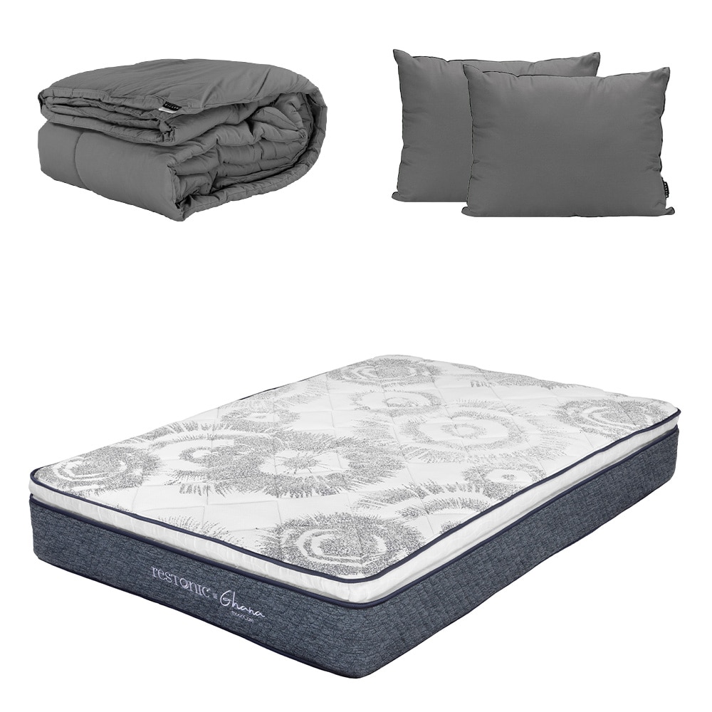 Colchon Restonic Ghana + Almohada 2pack + Edredon Homy Queen Size $5,699