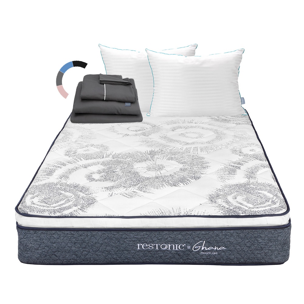 Colchón Restonic Ghana + Almohada Royal Twin + Sábanas Royal Matrimonial $5,149