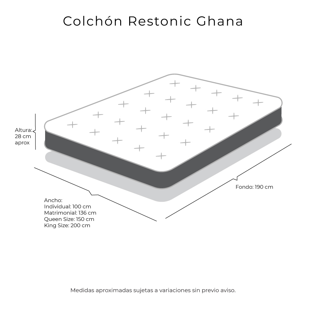 Foto 8 | Colchón Restonic Ghana + Protector Lux + Sábanas Royal King Size